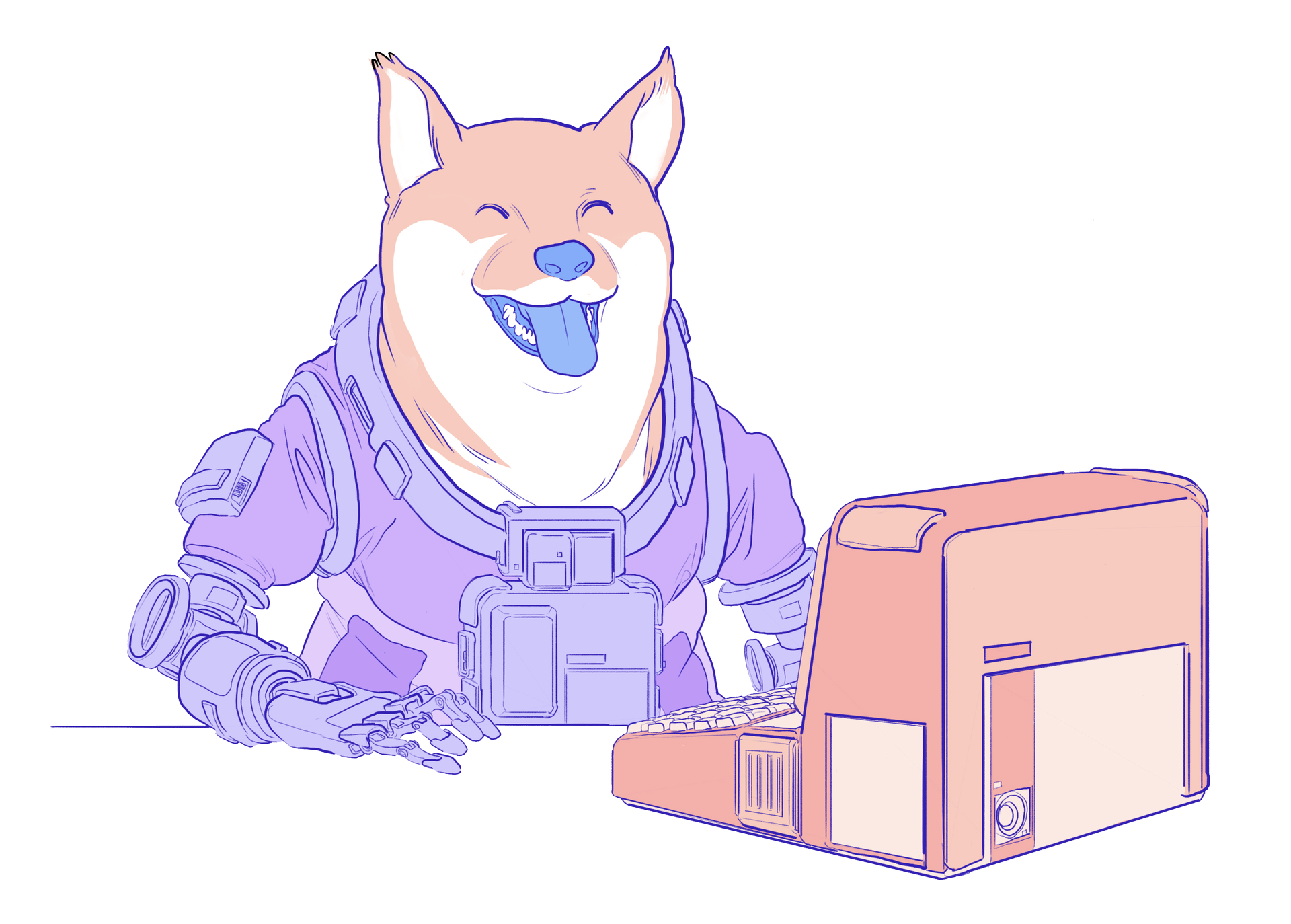 Kielelezo cha doge akitumia tarakilishi