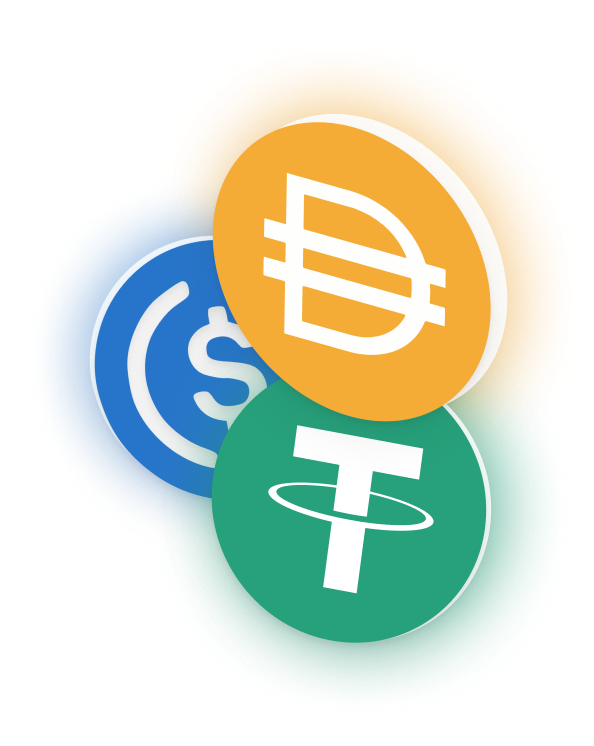 Sarafu-imara kubwa zaidi kwa mtaji wa soko: Dai, USDC, na Tether.